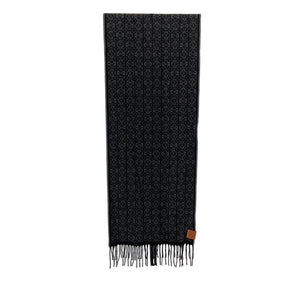 Loewe 'Reversible' Black Cashmere Leather-Trimmed Jacquard-Knit Cashmere Scarf Size OS