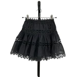 Charo Ruiz Elegant Black Tiered Eyelet Skirt Size XS