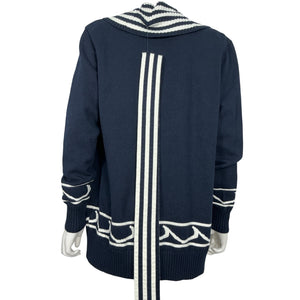 Neiman Marcus Striped Blue White Cap Bf Cardigan Size XS