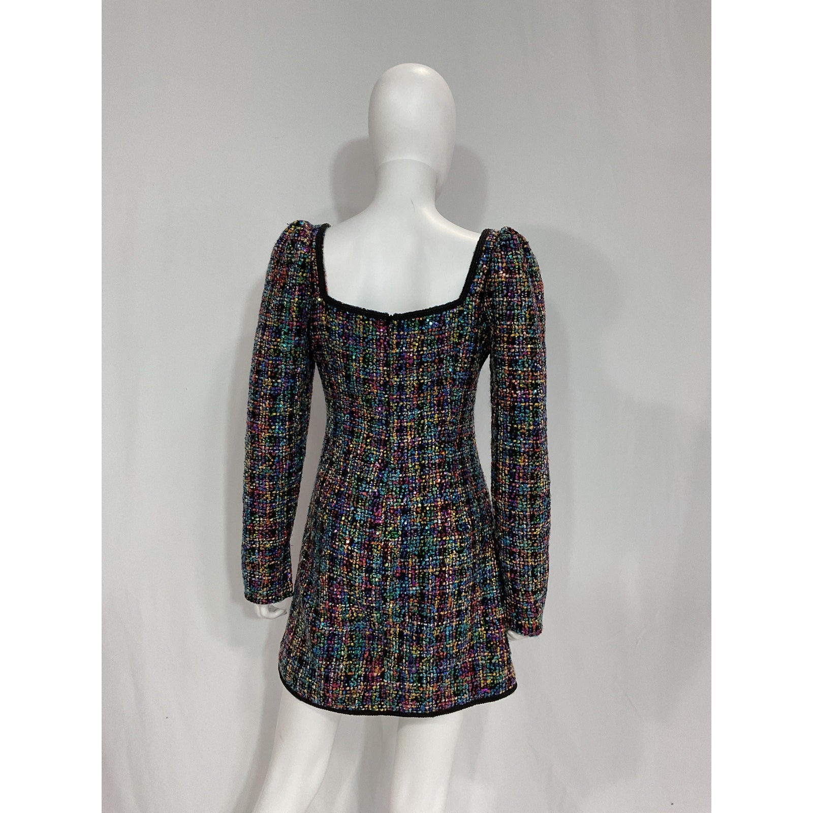 Sau Lee 'Jenna' Black Sequin Tweed Sequin Embellished Minidress Size 6
