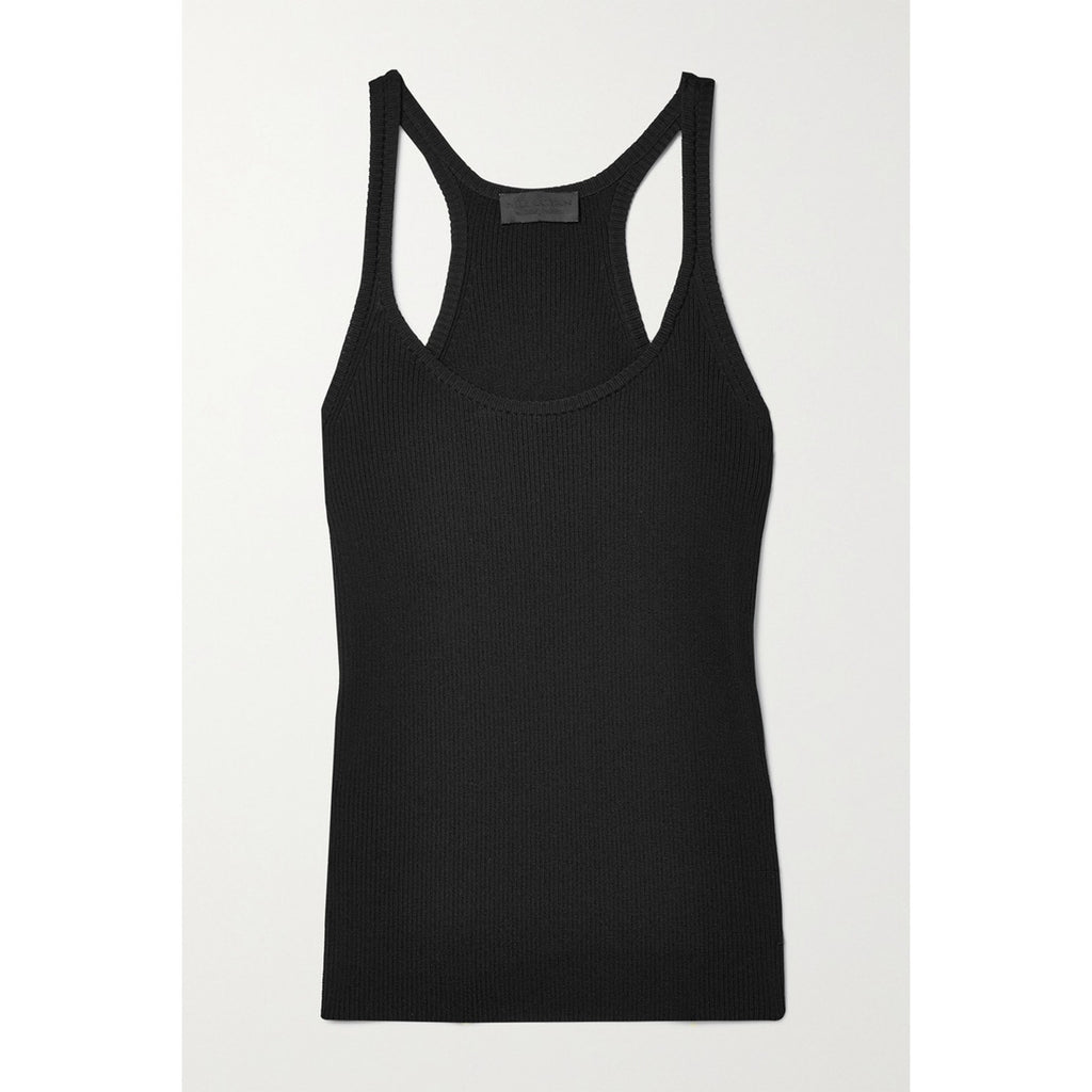 Nili Lotan 'Caden' Black Cotton Ribbed Organic Cotton-Jersey Tank Top Size S