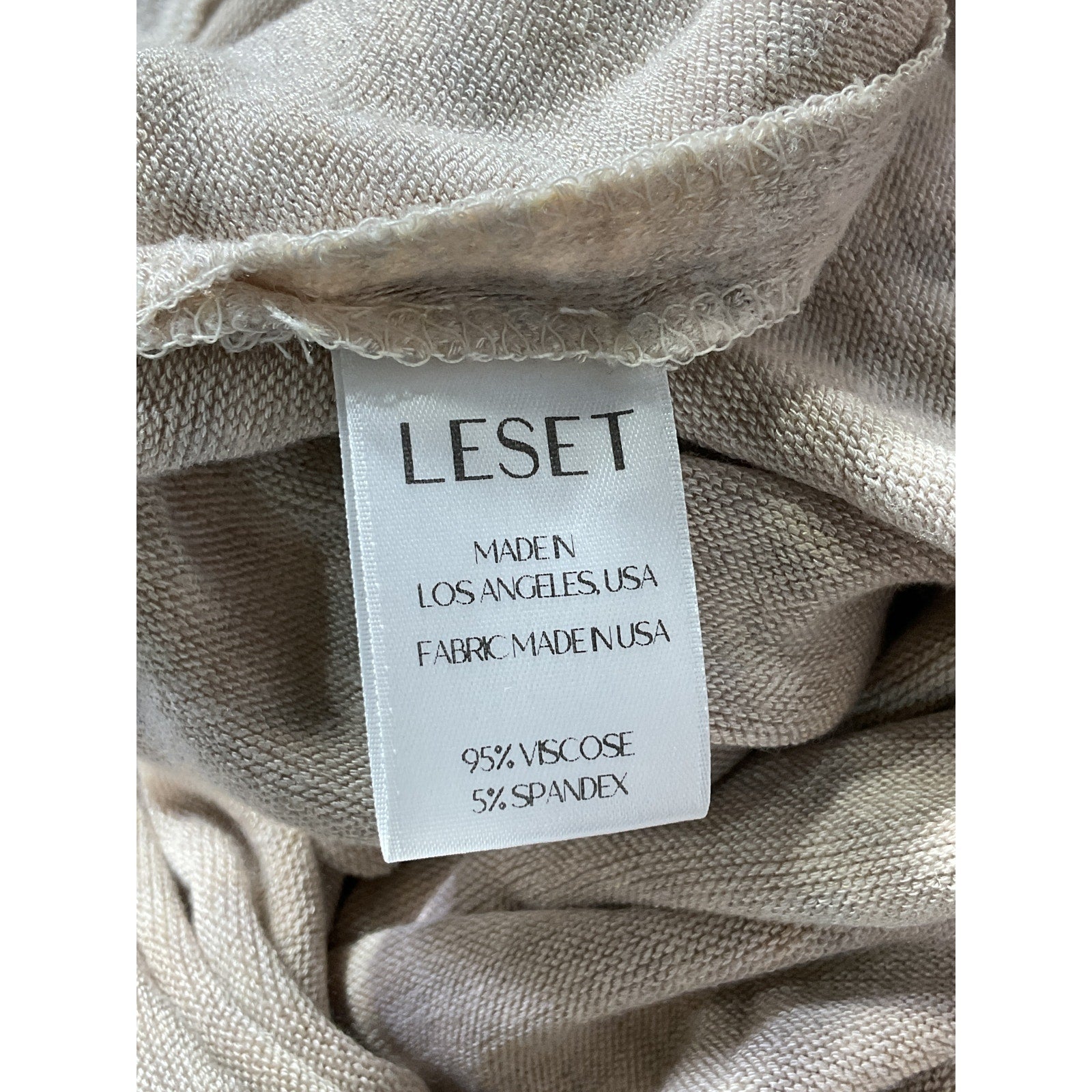 Leset 'Lori' Beige Brushed Stretch-Jersey V Neck Midi Dress Size XS