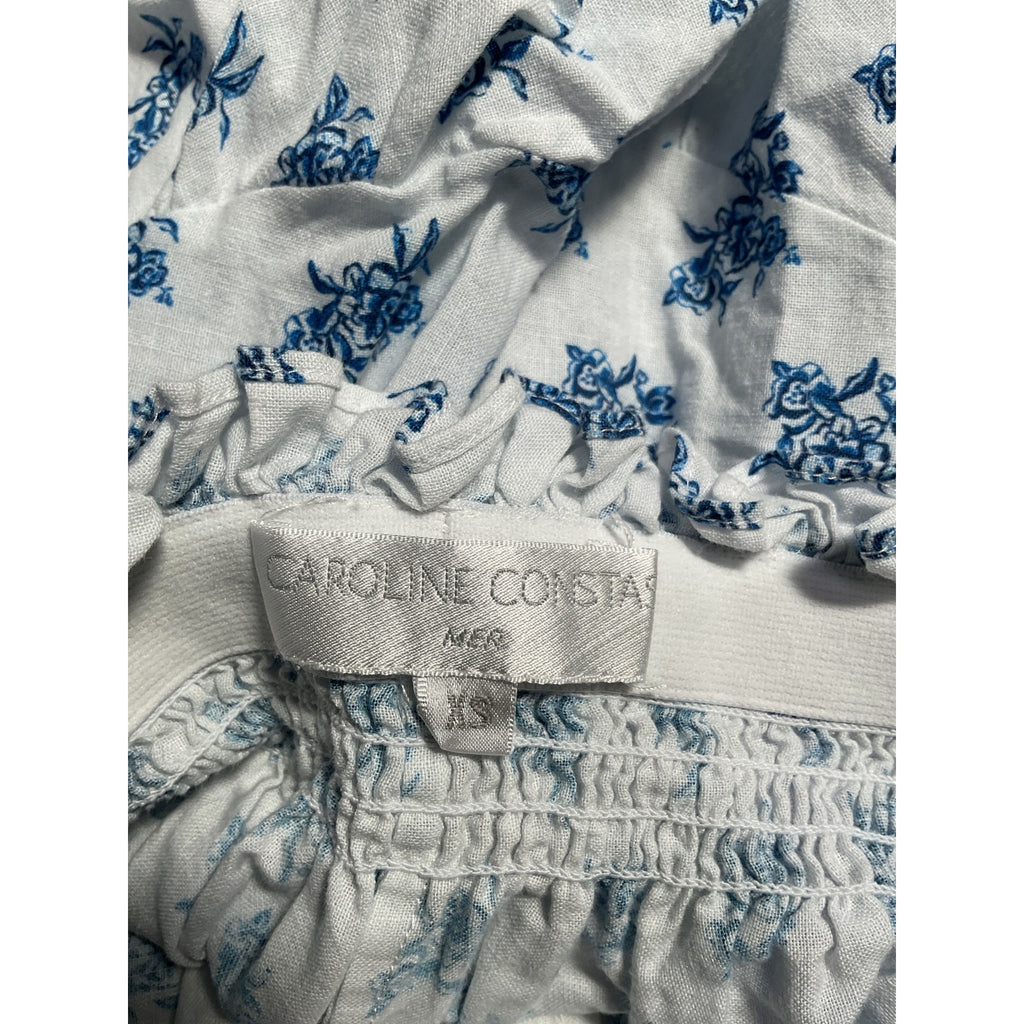 Caroline 'Constas' White Linen Ruffle Short Size XS