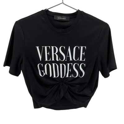 Versace Graphic Black Goddess Logo Tee Size 38 IT