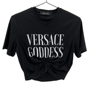 Versace Graphic Black Goddess Logo Tee Size 38 IT