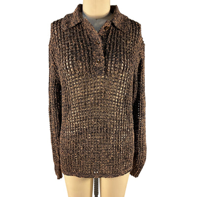 Acne Studios Textured Brown Polo Sweater Size XS