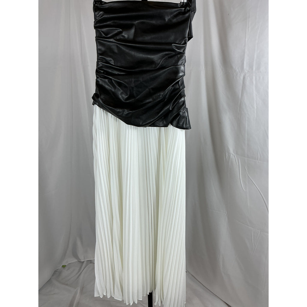 Simkhai 'Arie' Black Polyurethane Faux Leather Bustier Midi Dress Size 2