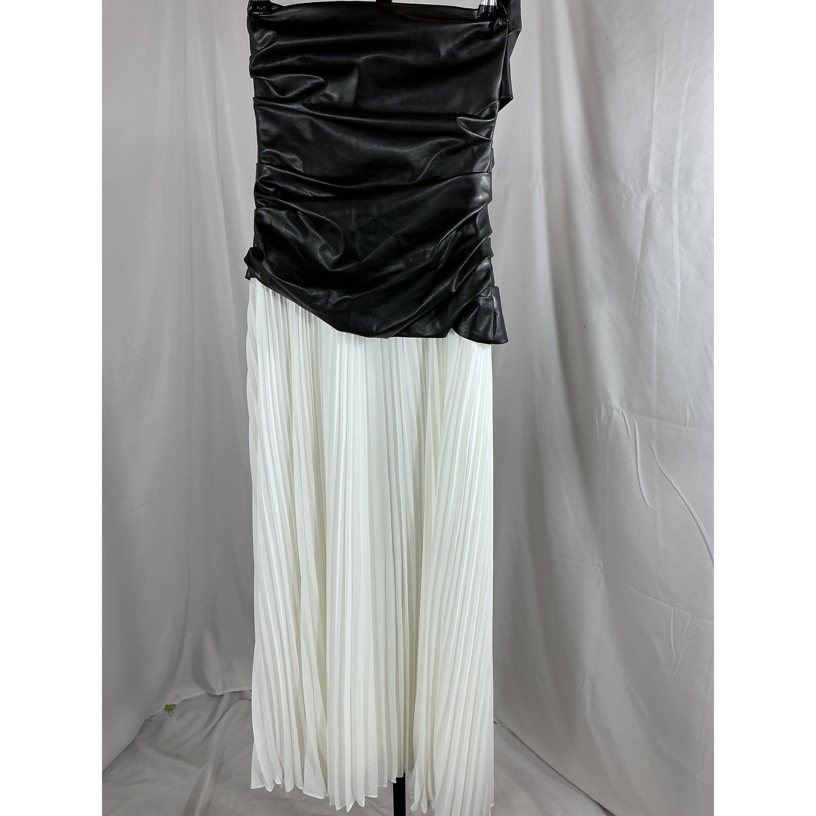 Simkhai 'Arie' Black Polyurethane Faux Leather Bustier Midi Dress Size 2