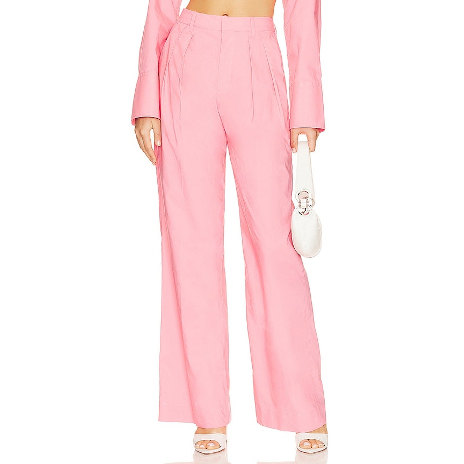 L'Academie 'Dallion' Pink Cotton Poplin Pants Size S