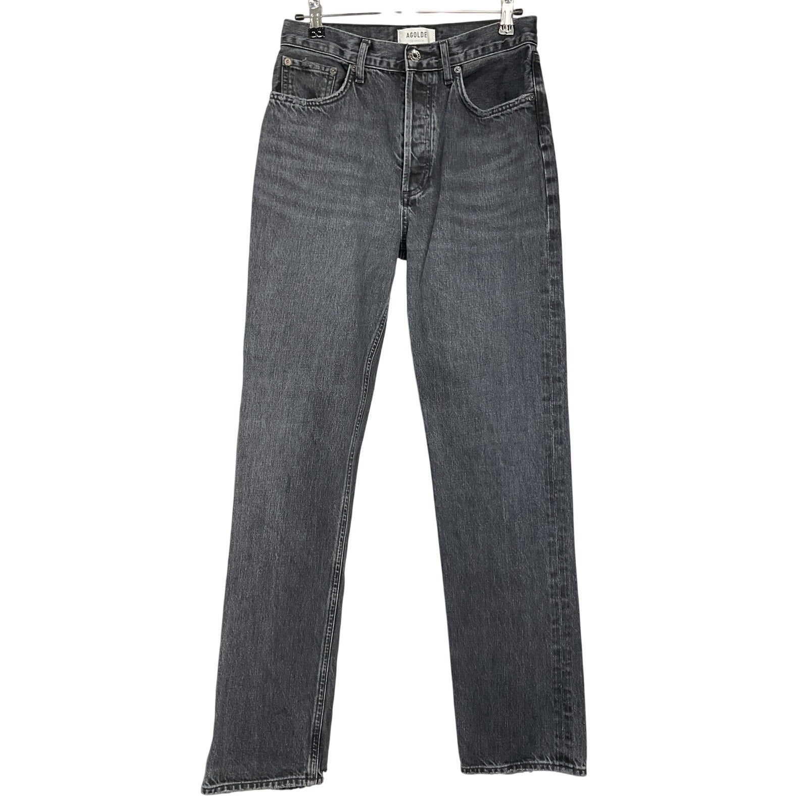 Agolde 'Lana' Black Cotton Mid Rise Straight Jean Size 25