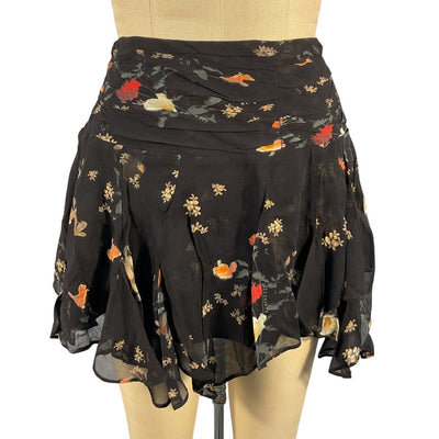 Allsaints Floral Black Erica Kora Mini Skirt Size 10 UK / 6 US