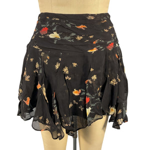Allsaints Floral Black Erica Kora Mini Skirt Size 10 UK / 6 US