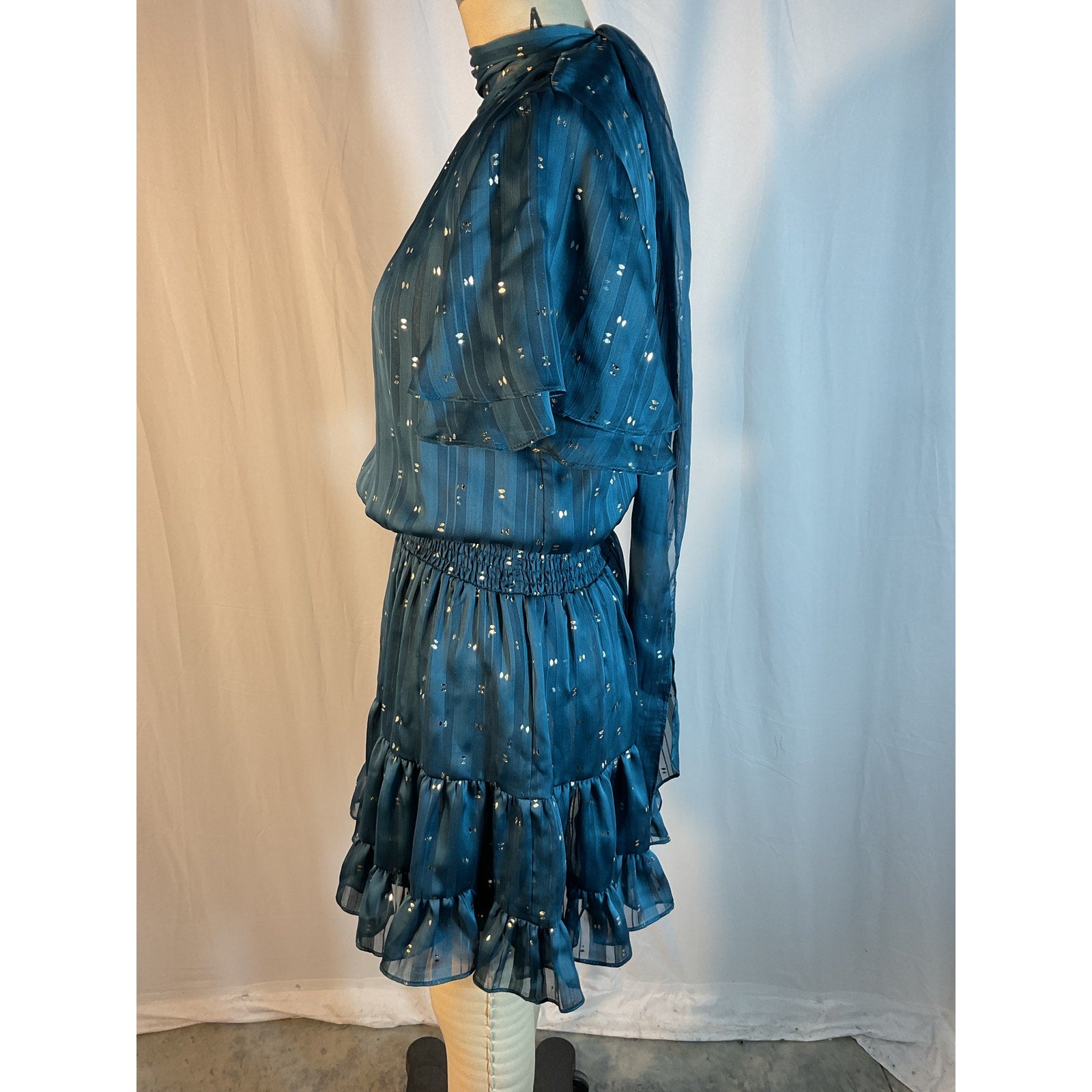 Misa Los Angeles 'Saffie' Blue Mockneck Mini Dress Size XS