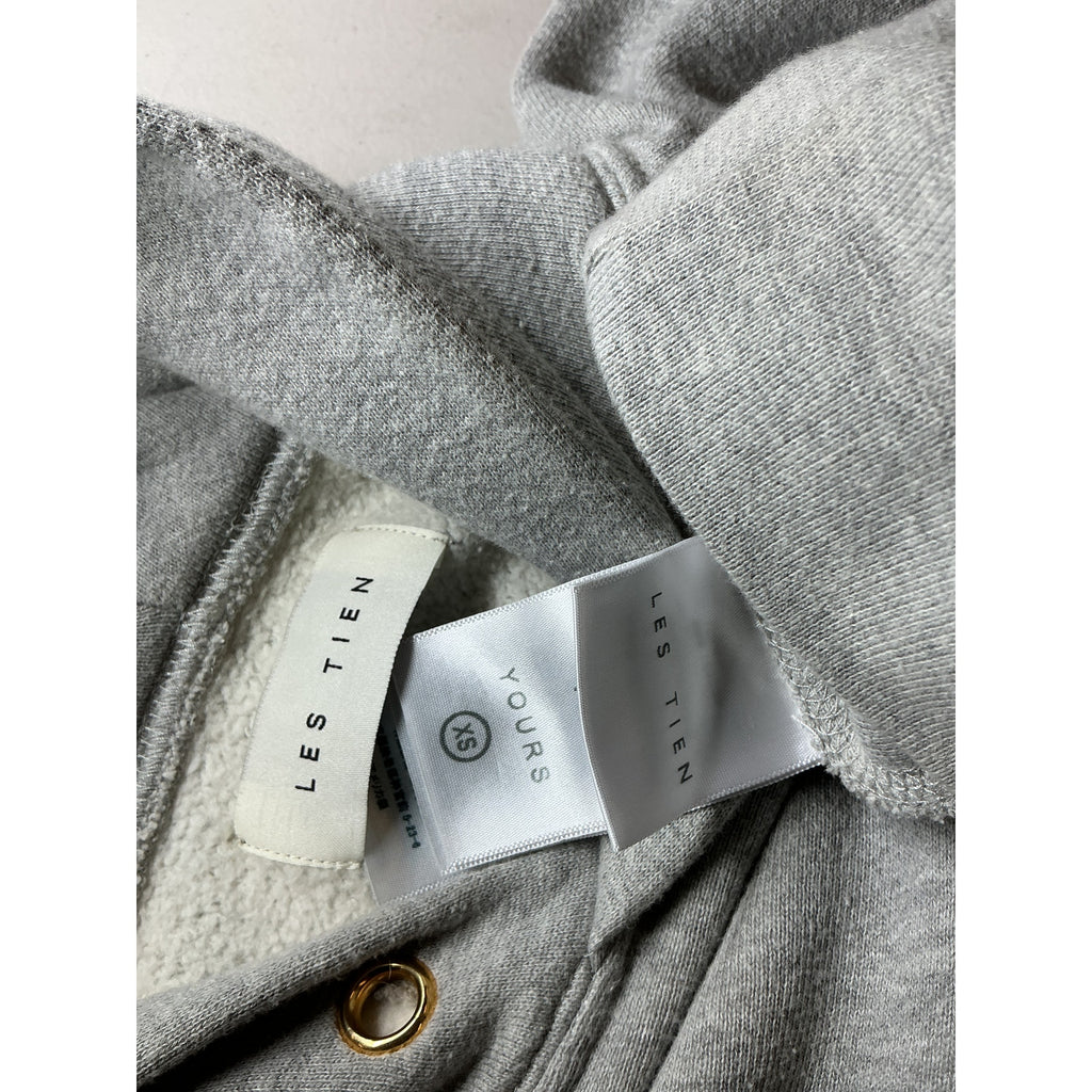 Les Tien Cropped Hoodie Grey Cotton Sweatshirt Size XS