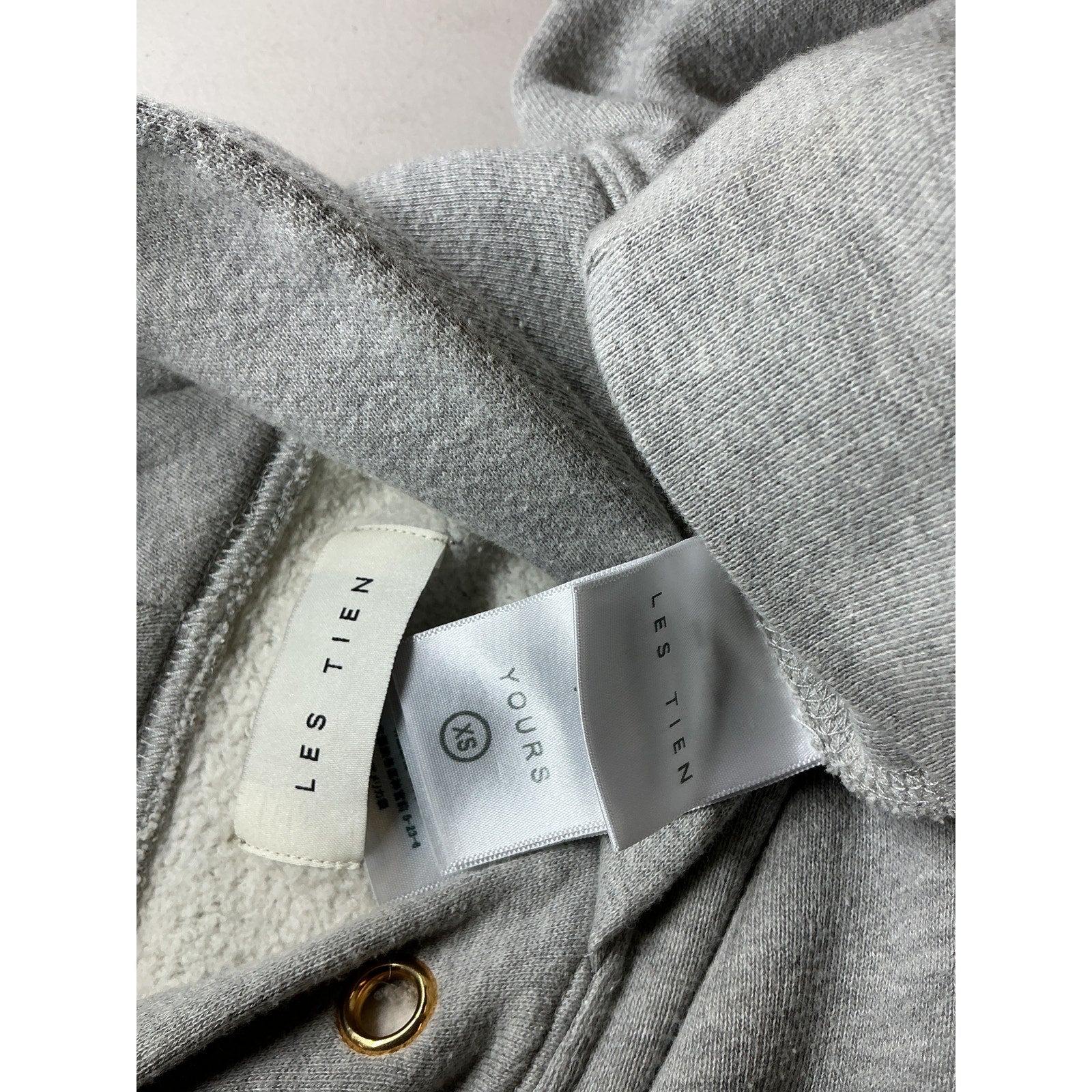 Les Tien Cropped Hoodie Grey Cotton Sweatshirt Size XS
