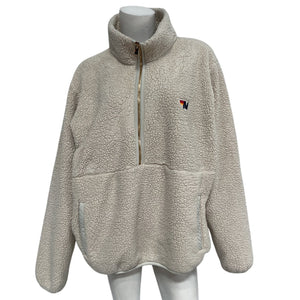 Aviator Nation Cozy Cream Teddy Half Zip Pullover Size XXL