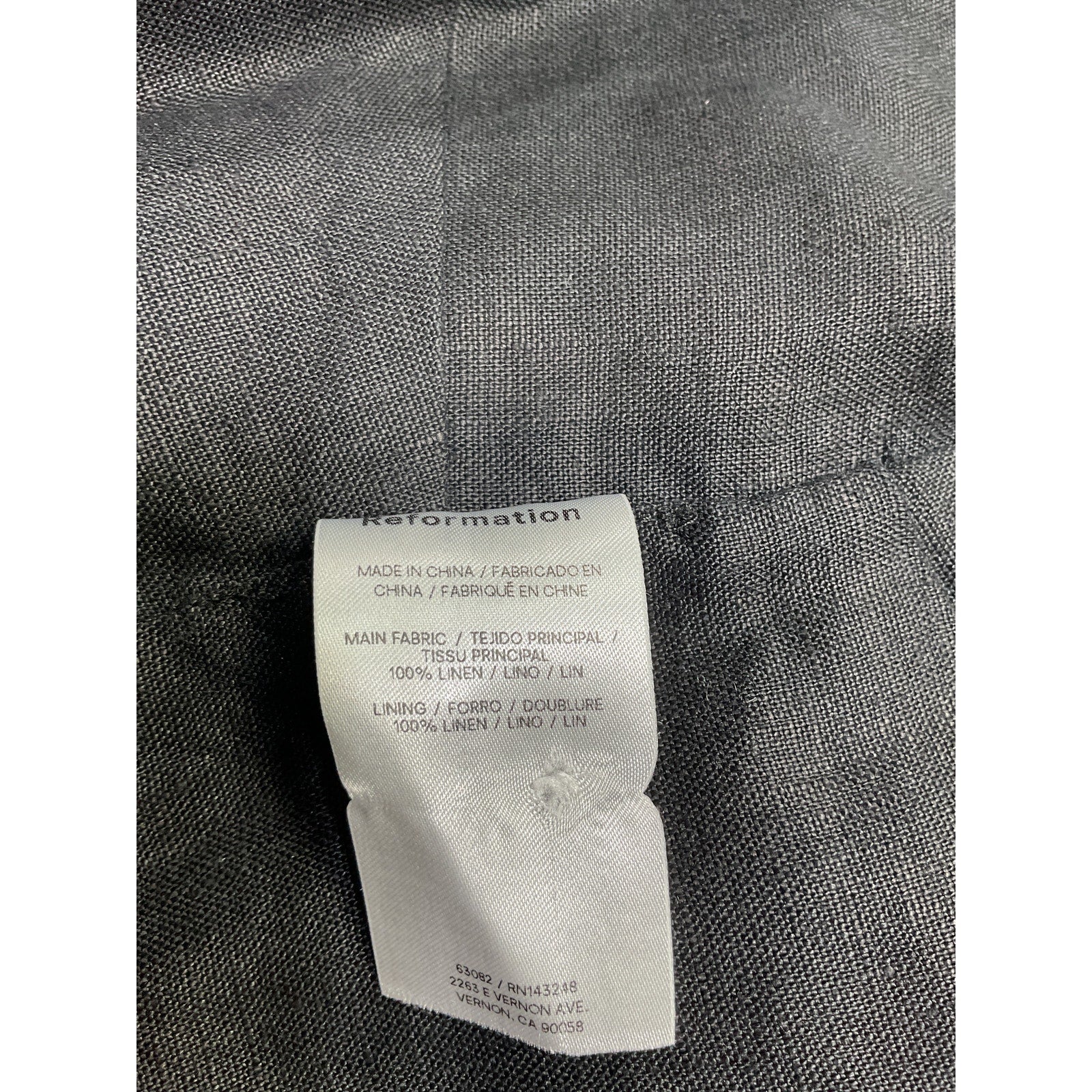 Reformation 'Sofia' Black Linen Cropped Linen Vest Size 4