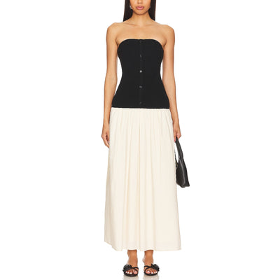 Line & Dot Two Tone Black And Taupe Tanner Combo Dress Size XS