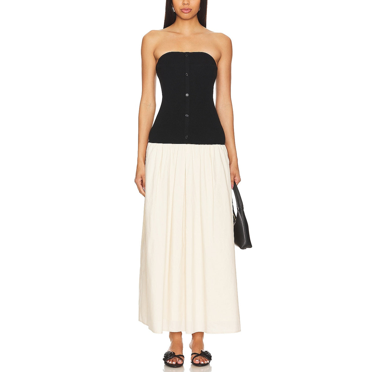 Line & Dot Two Tone Black And Taupe Tanner Combo Dress Size XS