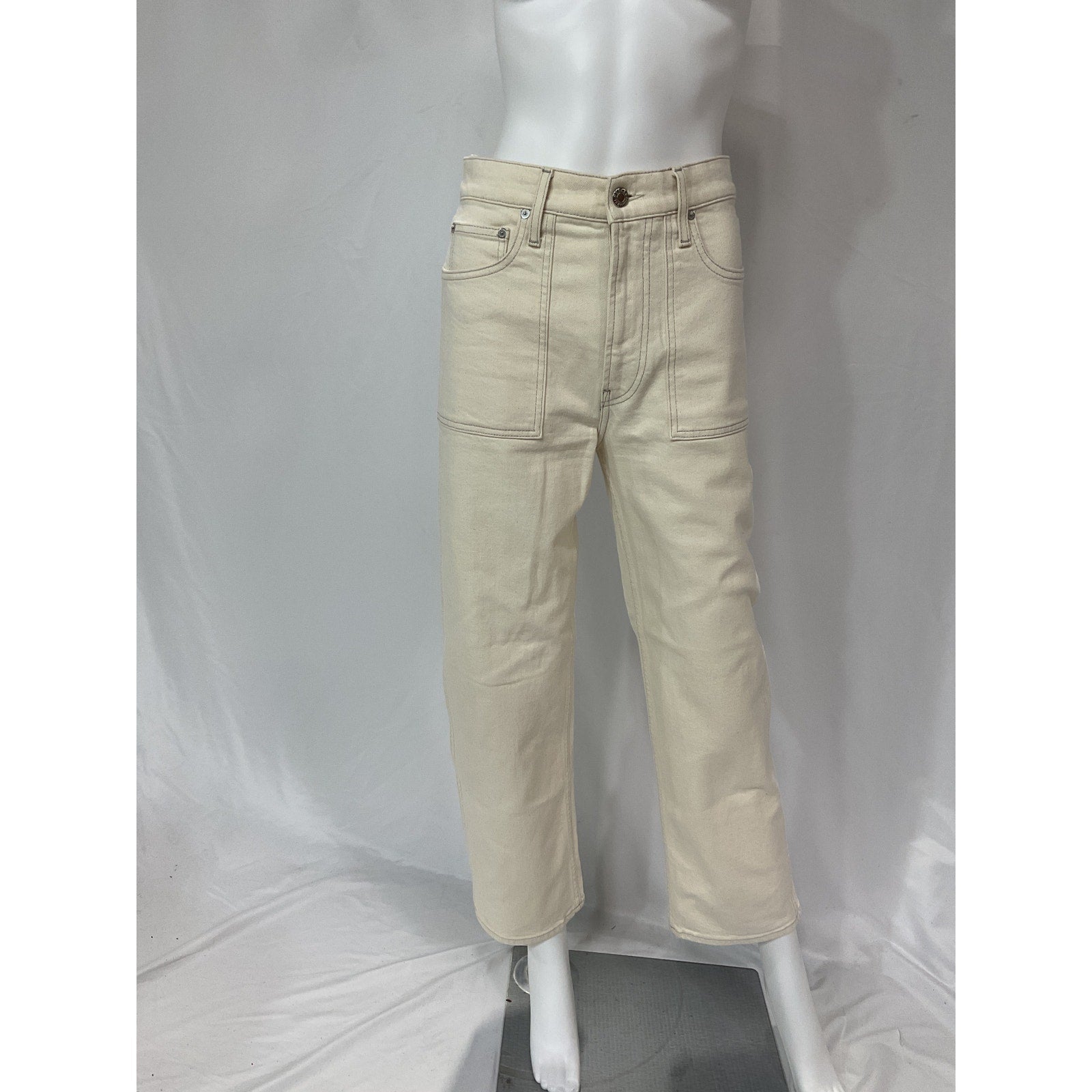 Helmut Lang 'Factory' White High Waisted Straight Leg Denim Jean Size 27