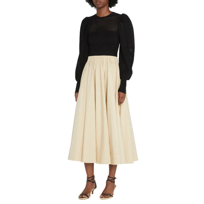 Ulla Johnson Perforated Black Puff Sleeve Top Size XS