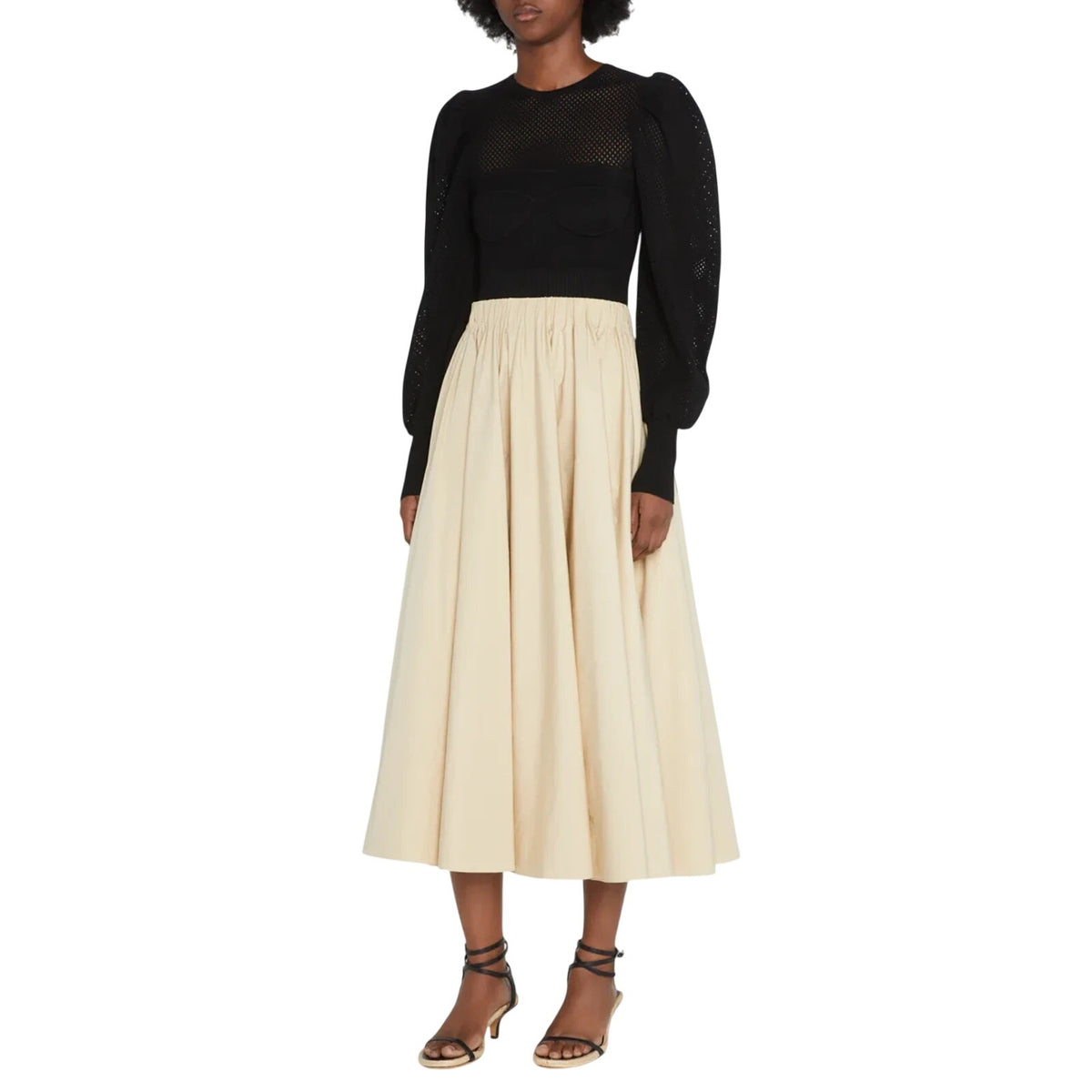 Ulla Johnson Perforated Black Puff Sleeve Top Size XS