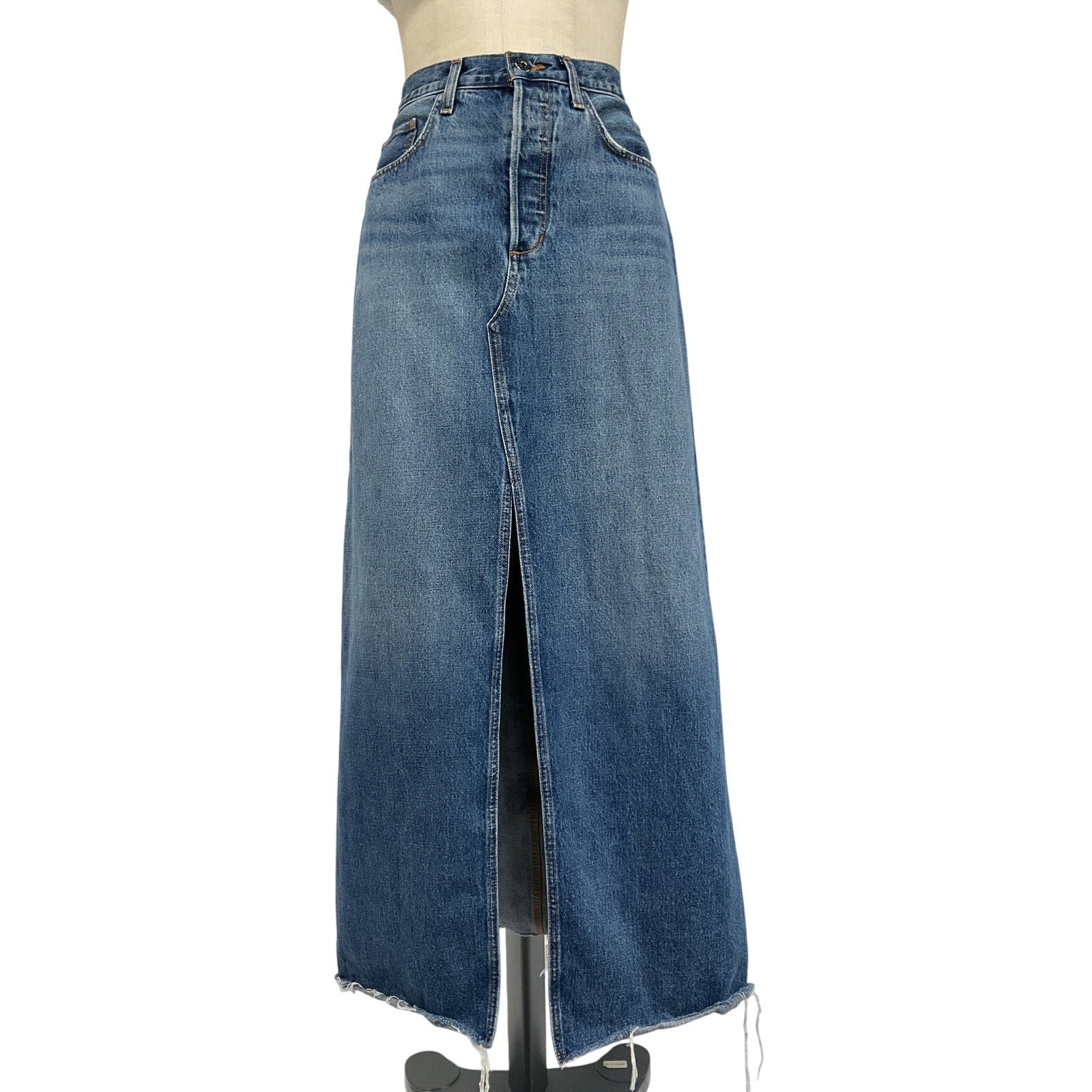 Favorite Daughter 'The Sadie' Blue Cotton High Rise Maxi A Line Skirt Size 29