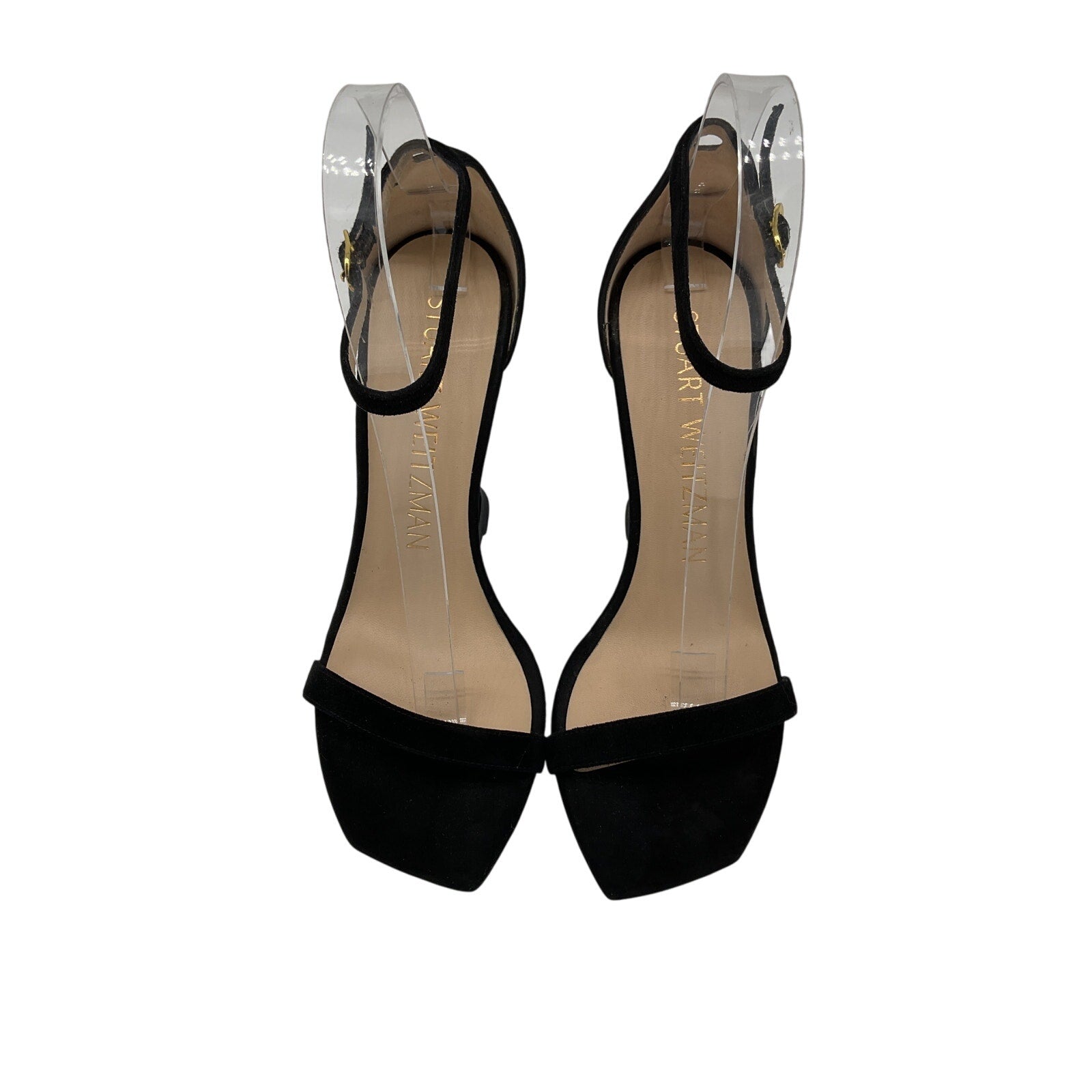 Stuart Weitzman 'Nudistrebel' Black Suede Sandal Size 7.5