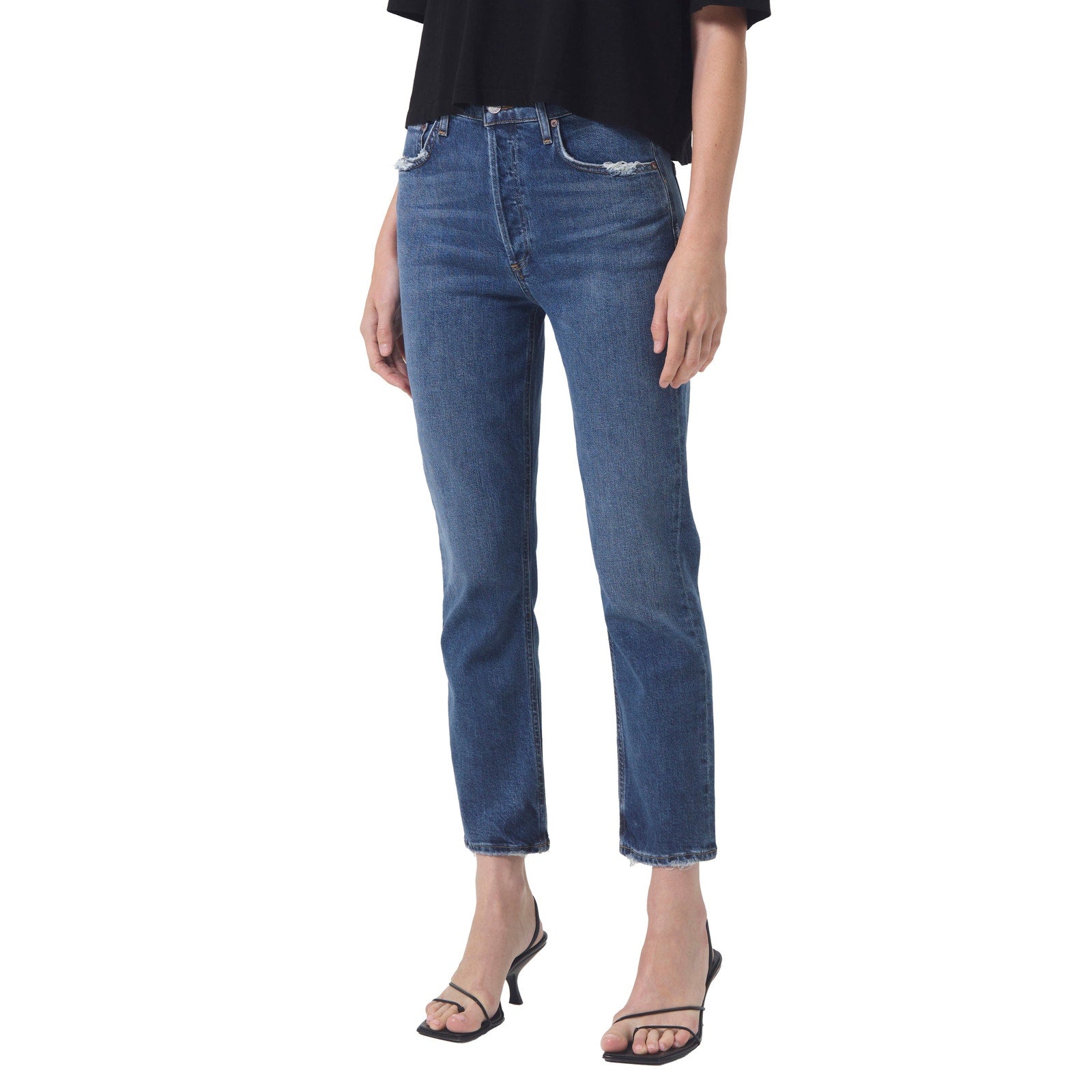 Agolde 'Riley' Blue Cotton High Waist Narrow Leg Jeans Size 23
