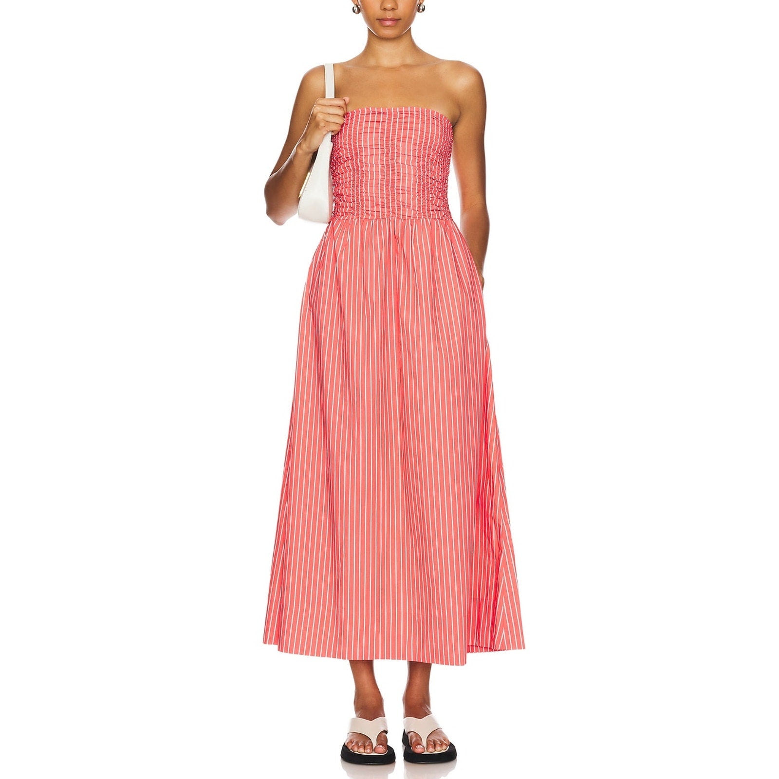 Faithfull The Brand 'Dominquez' Pink Cotton Midi Dress Size US 4