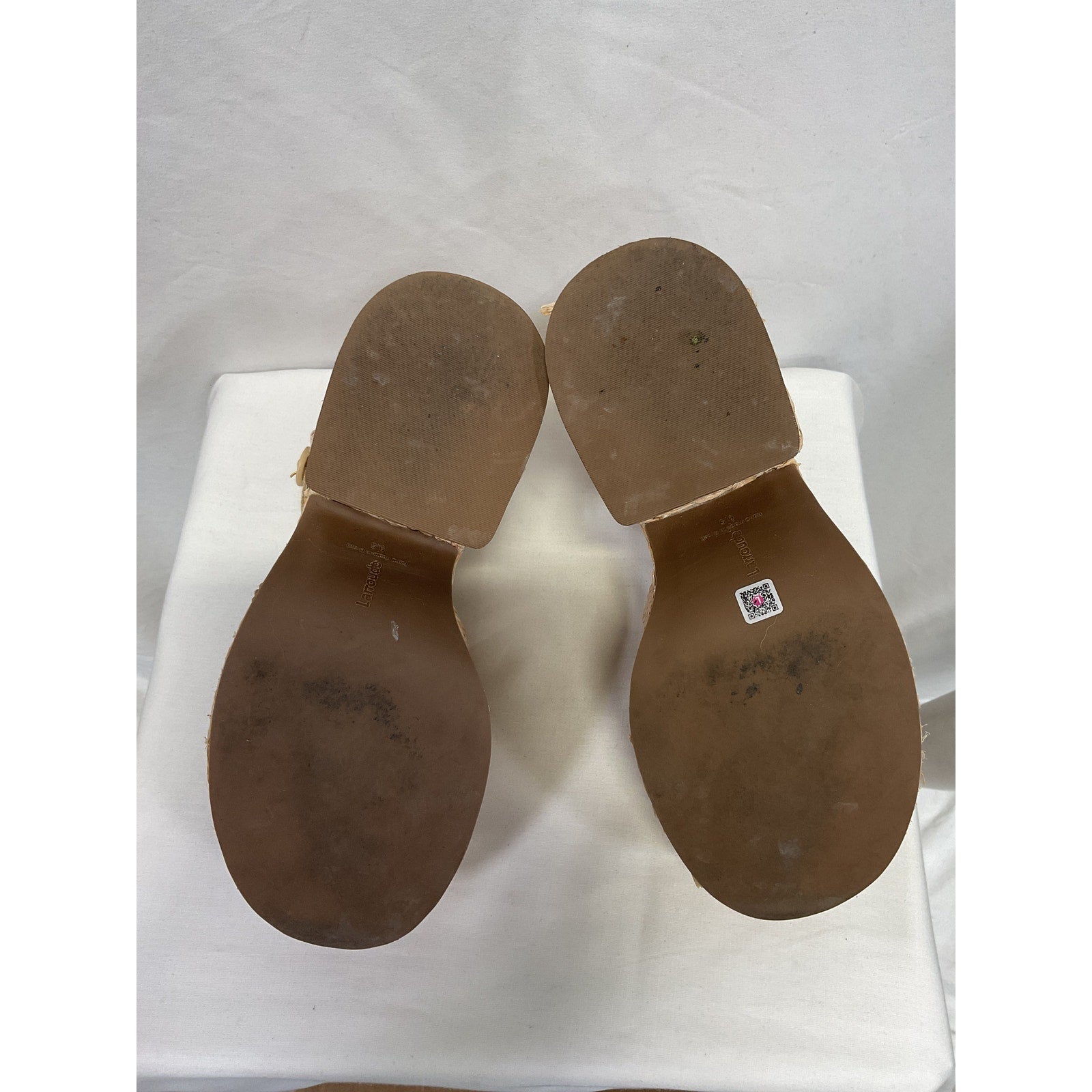 Larroude 'Carmen' Tan Raffia Platform Sandal Size 9.5