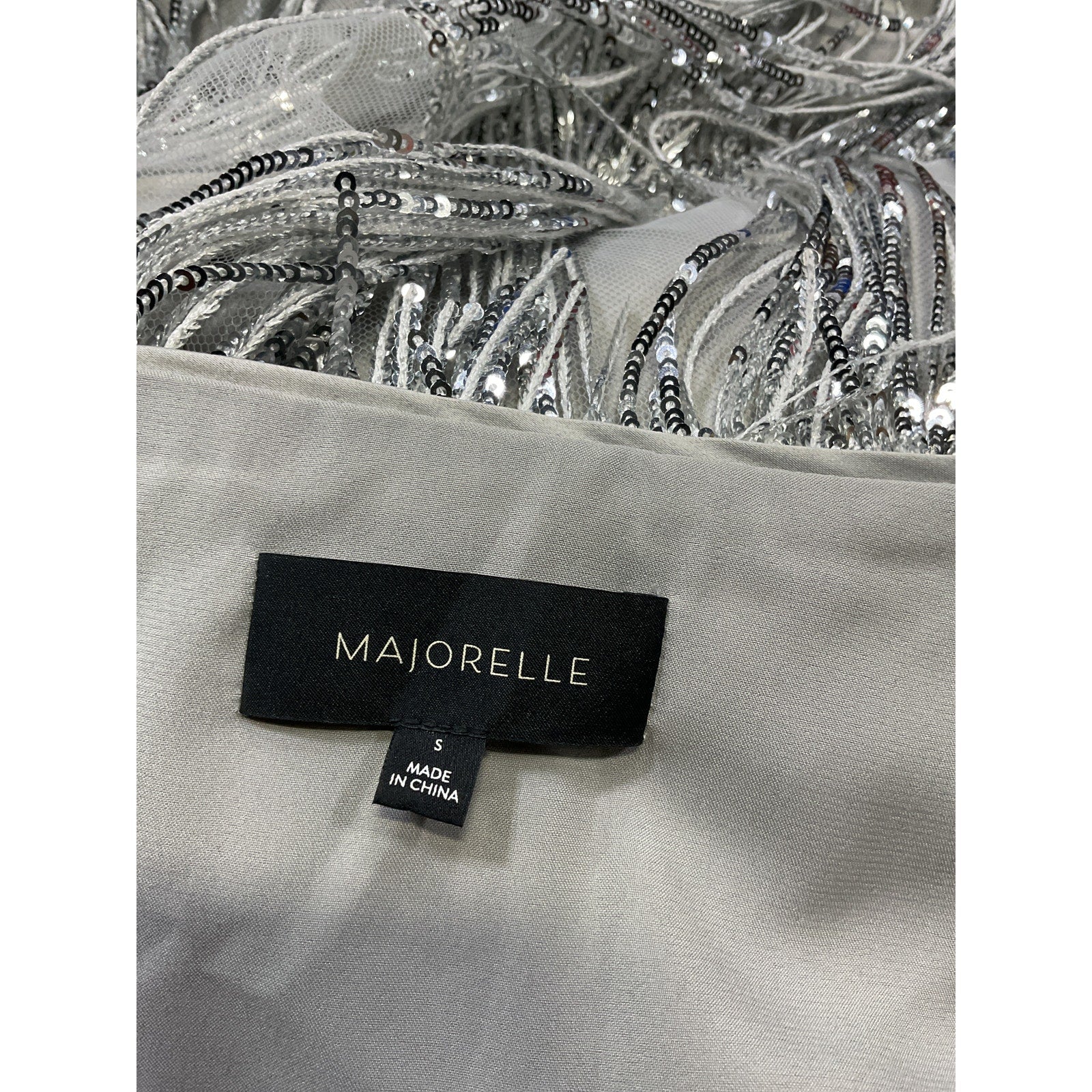 Majorelle 'Samara' Silver Sequin Mini Dress Size S