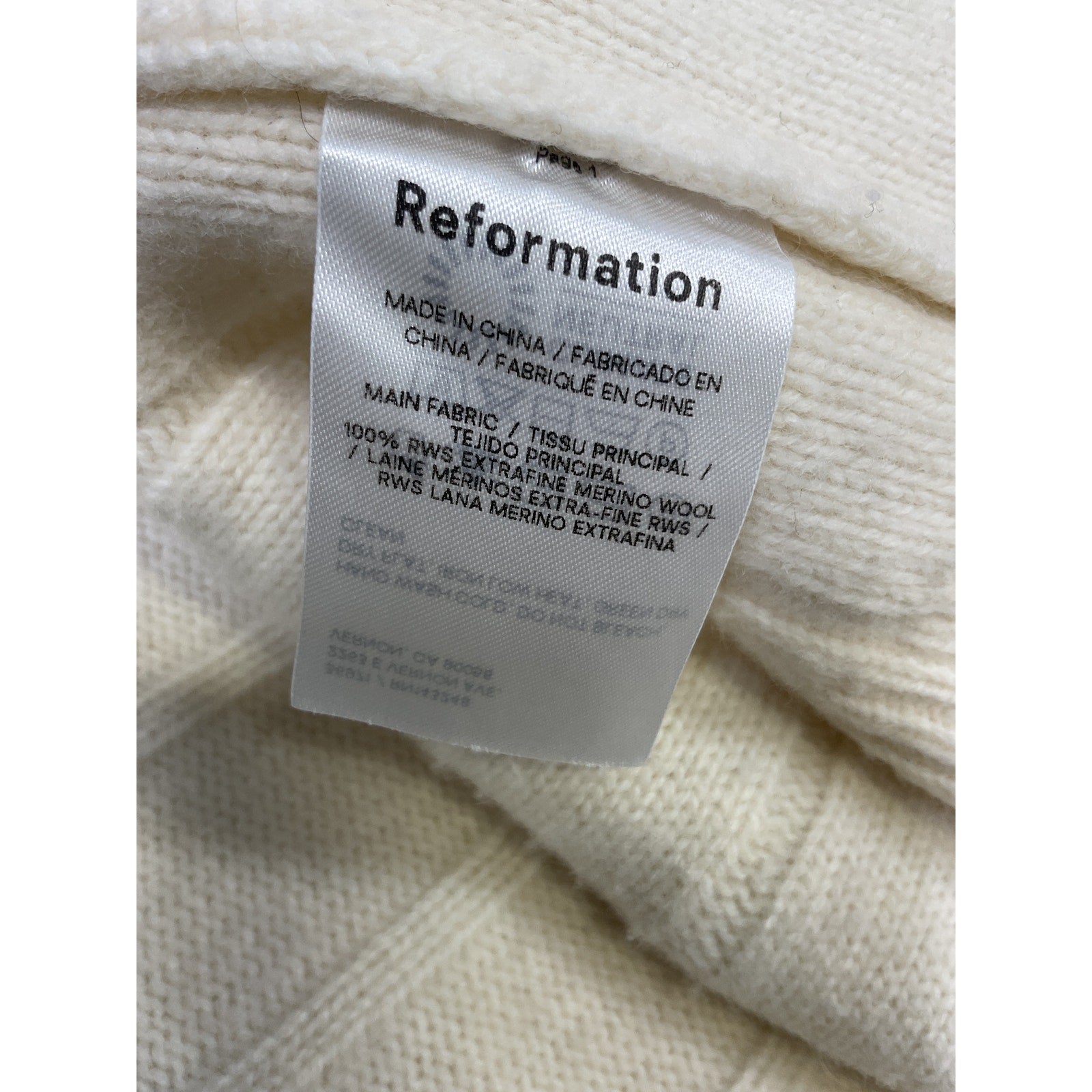 Reformation 'Harriet' White Regenerative Wool Mini Dress Size M
