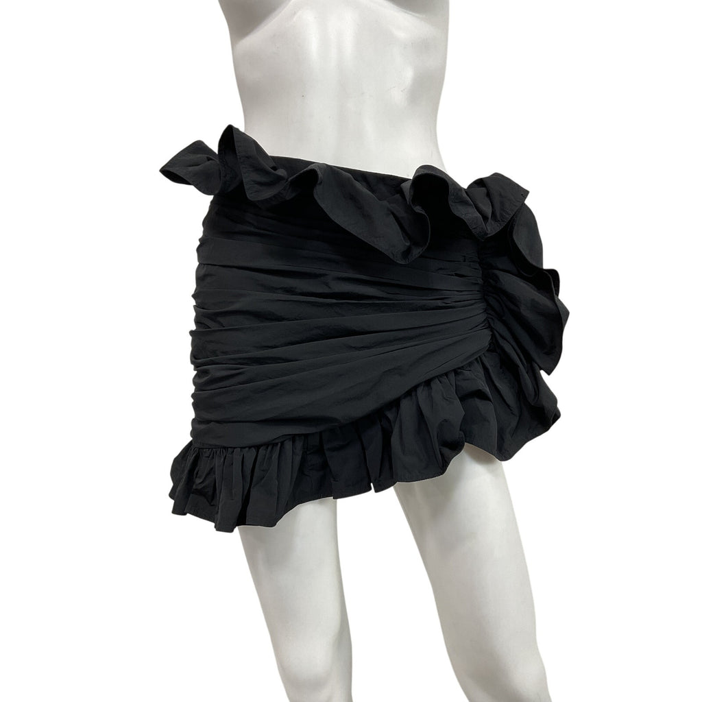 Area 'Ruffled' Black Nylon Mini Skirt Size 2