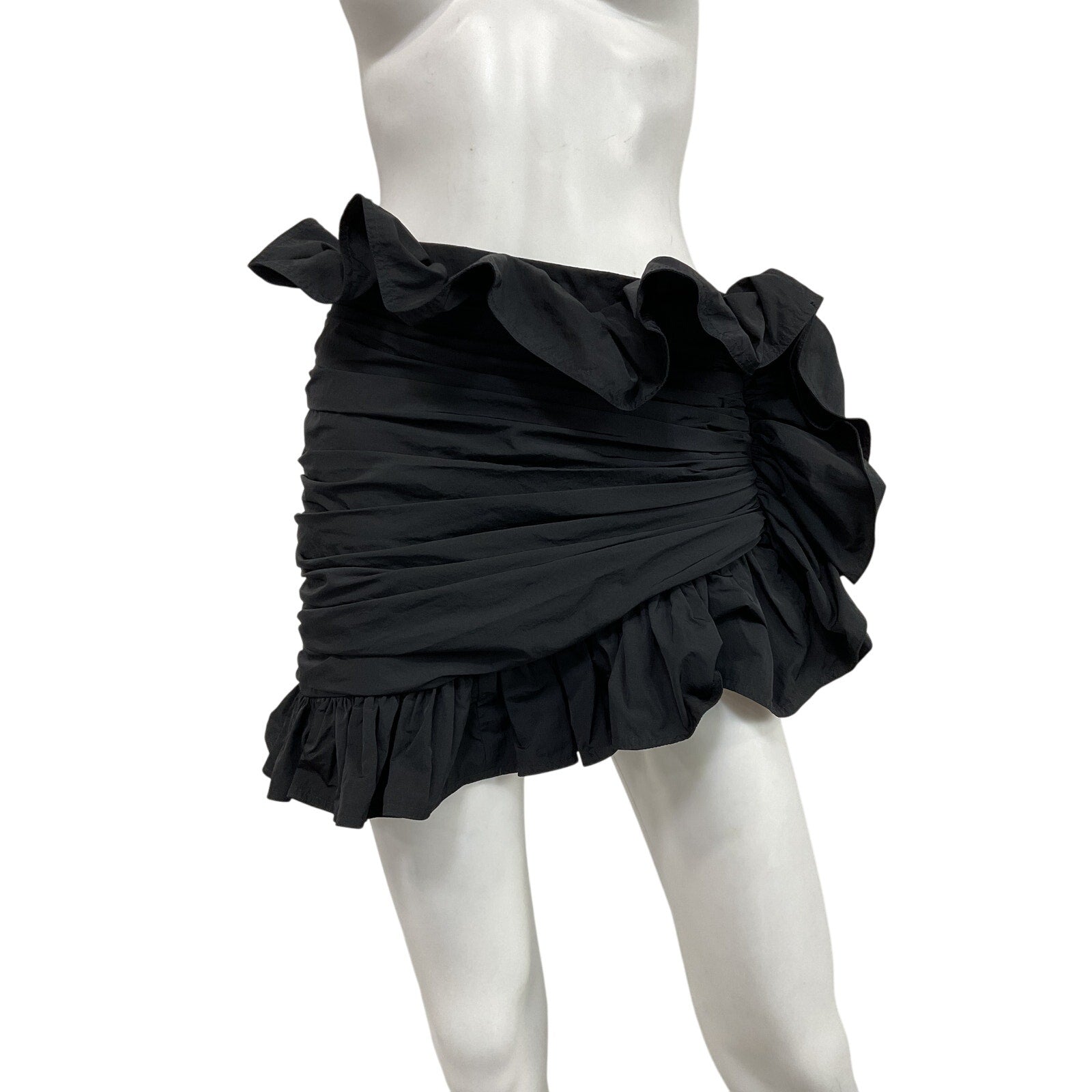 Area 'Ruffled' Black Nylon Mini Skirt Size 2