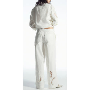 Cos Broderie 'Anglaise' White Wide-Leg Trousers Pants Size 4