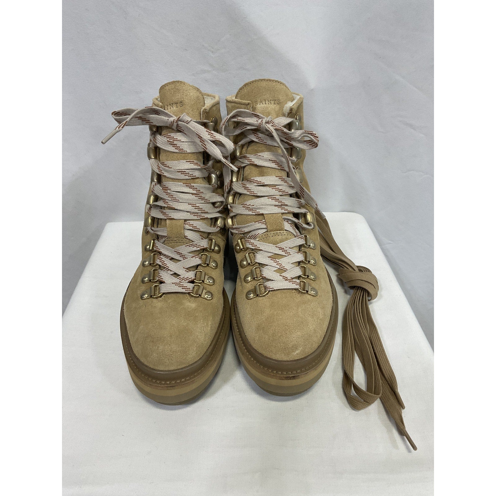 Allsaints 'Wanda' Brown Suede Leather Shearling Boot Size 8