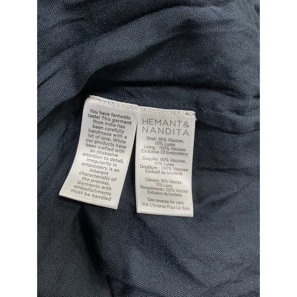 Hemant And Nandita 'Rafa' Blue Viscose Long Sleeve Mini Dress Size S