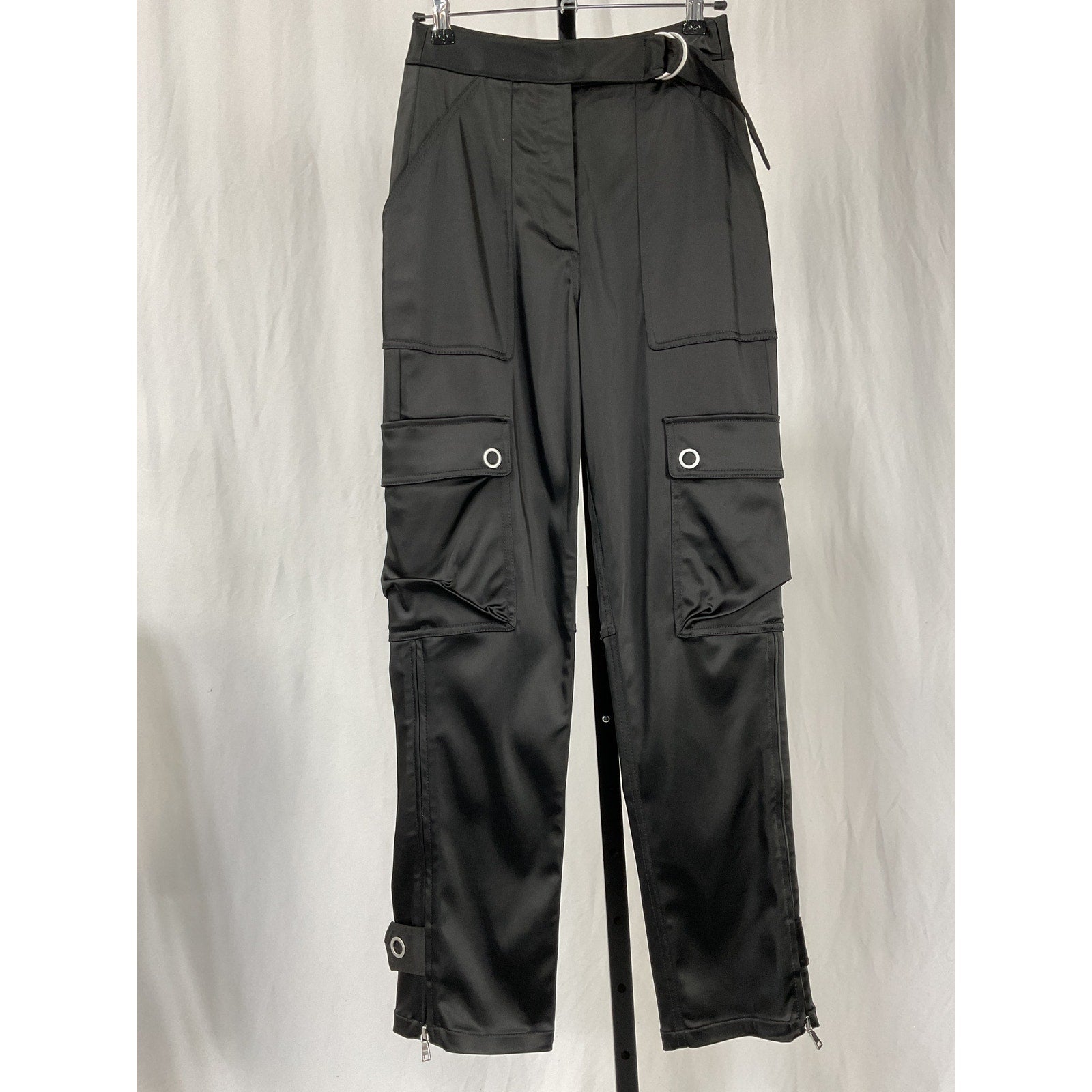 Simkhai 'Carolina' Black Acetate Structured Utility Pant Size 0
