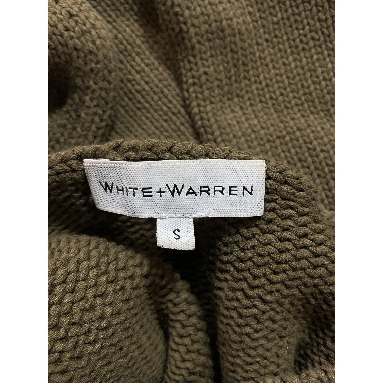 White + Warren High Rib Green Turtleneck Size S