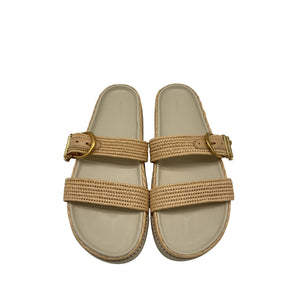 Simkhai 'Aida' Beige Rubber Raffia Buckle Sandals Size 40