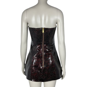 Retrofete Croc Embossed Port Merida Mini Dress Size S NWT