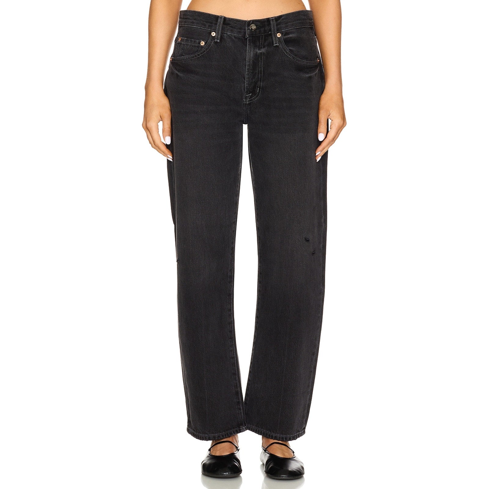 Pistola 'Lexi' Black Cotton Mid Rise Straight Denim Jean  Size 30