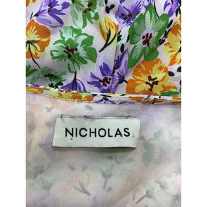Nicholas Green Floral Print Three Quarter Sleeve V Neck Long Dress Size 4