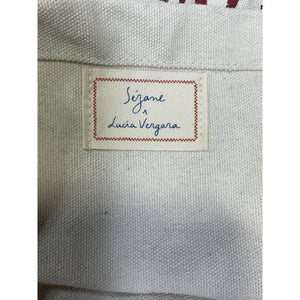 Sézane Embroidered Ecru Lucia Vergara Tote Bag