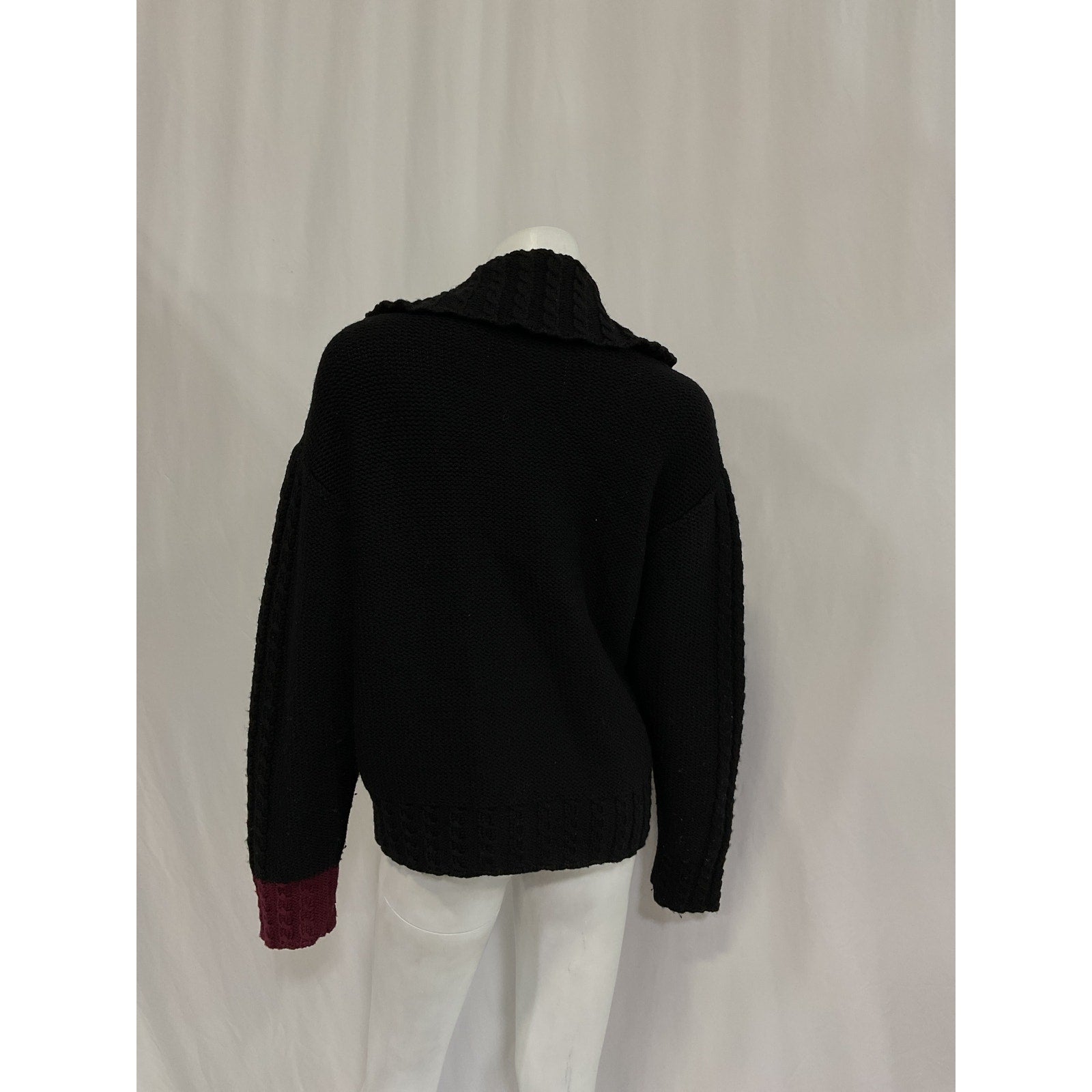 Sonia Rykiel 'Cable' Black Knit Wool Cardigan Size M