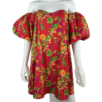 Caroline Constas Off Shoulder Red Palmer Mini Dress Size XS NWT