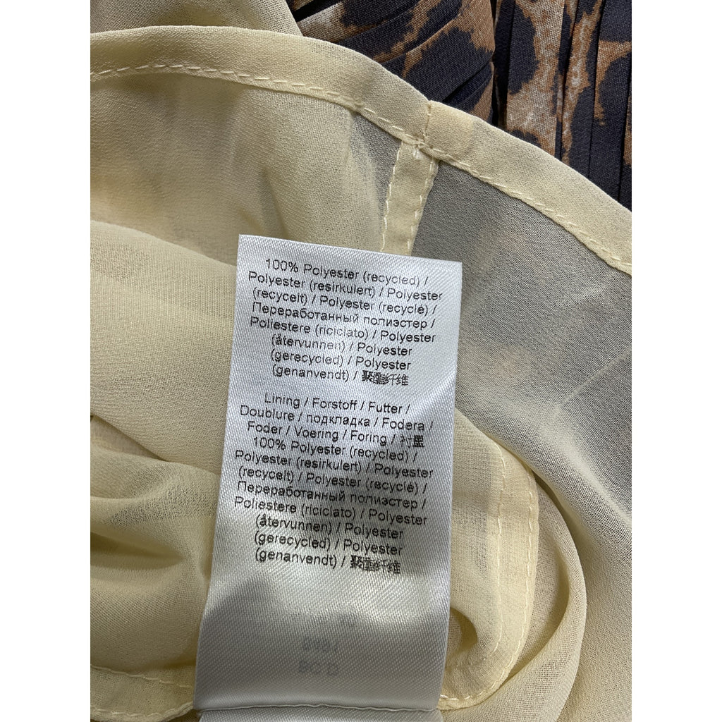 Ganni Flounce Smock Brown Polyester Midi Dress Size 40