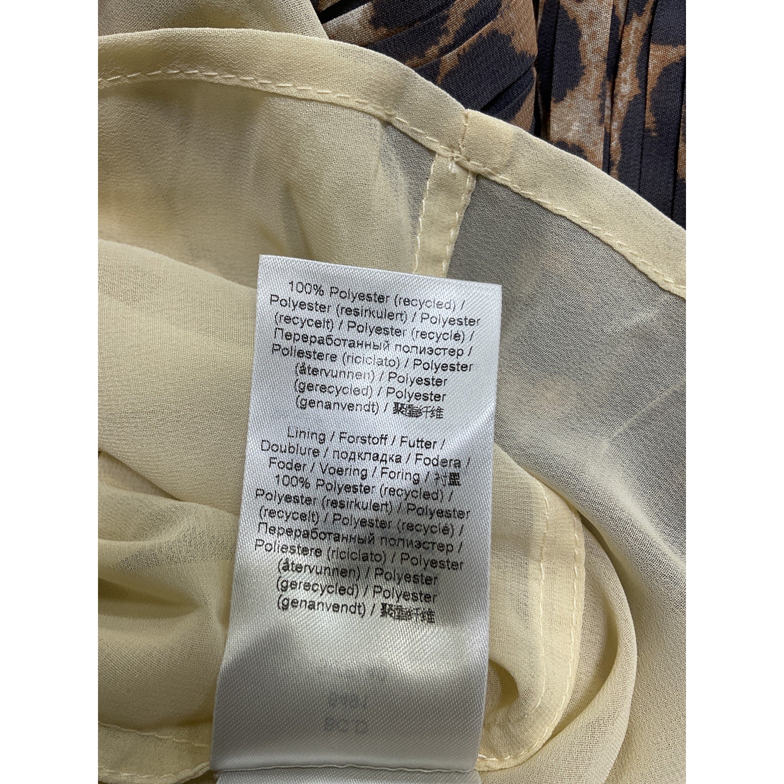 Ganni Flounce Smock Brown Polyester Midi Dress Size 40