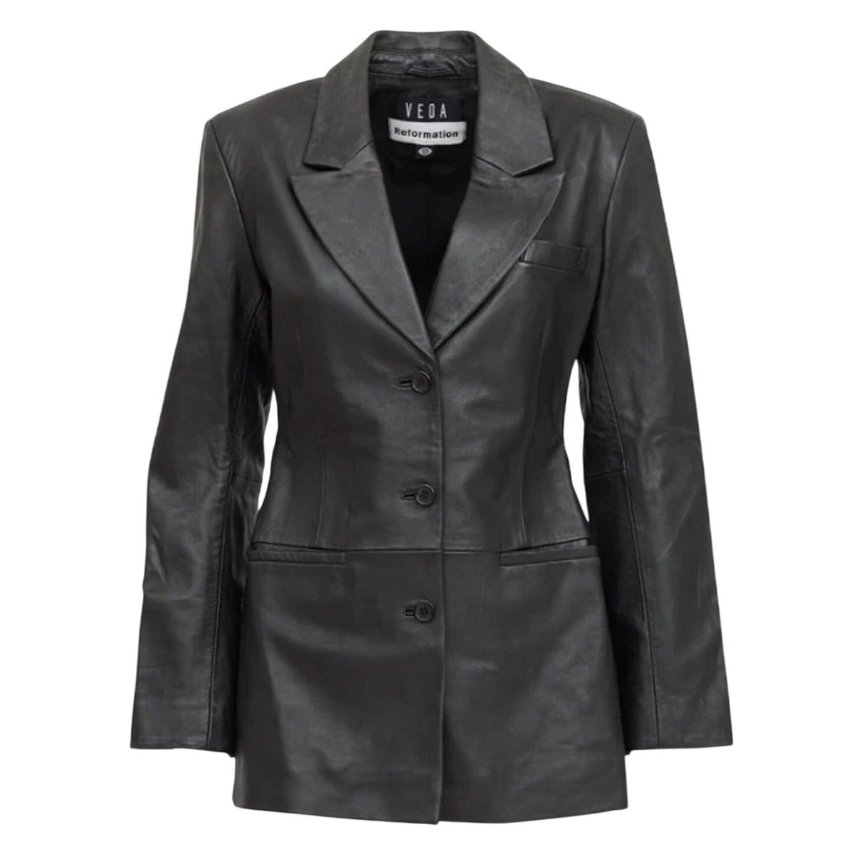 Reformation Sleek Black Hal Leather Blazer Size XS